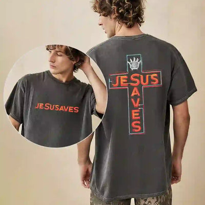 Christianartworkshop Jesus Saves Cross Graphic T-Shirt