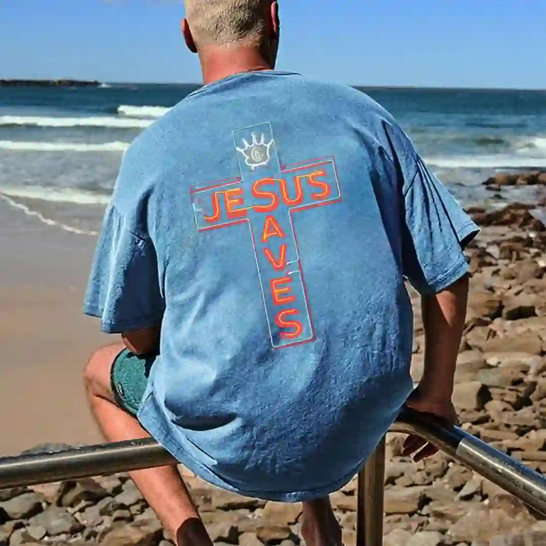 Christianartworkshop Jesus Saves Cross Graphic T-Shirt