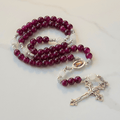 FREE Today: Divine Mercy & Crucifix of 8mm Garnet Chalcedony Rosary - Handmade Divine Beads