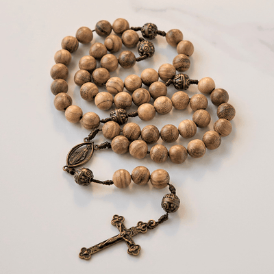 Christianartworkshop 10mm Agarwood & Metal Cloud Bead Handmade Rosary - A Sacred Blend of Tradition and Faith