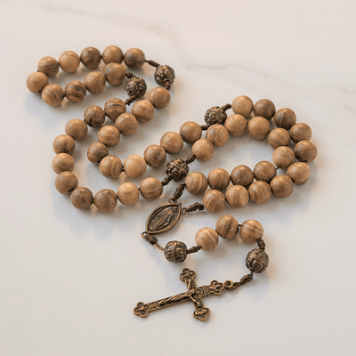 Christianartworkshop 10mm Agarwood & Metal Cloud Bead Handmade Rosary - A Sacred Blend of Tradition and Faith