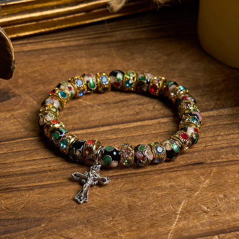 Christianartworkshop Handcrafted Cloisonné Beads Timeless Faith Bracelet: A Testament of Christ's Presence