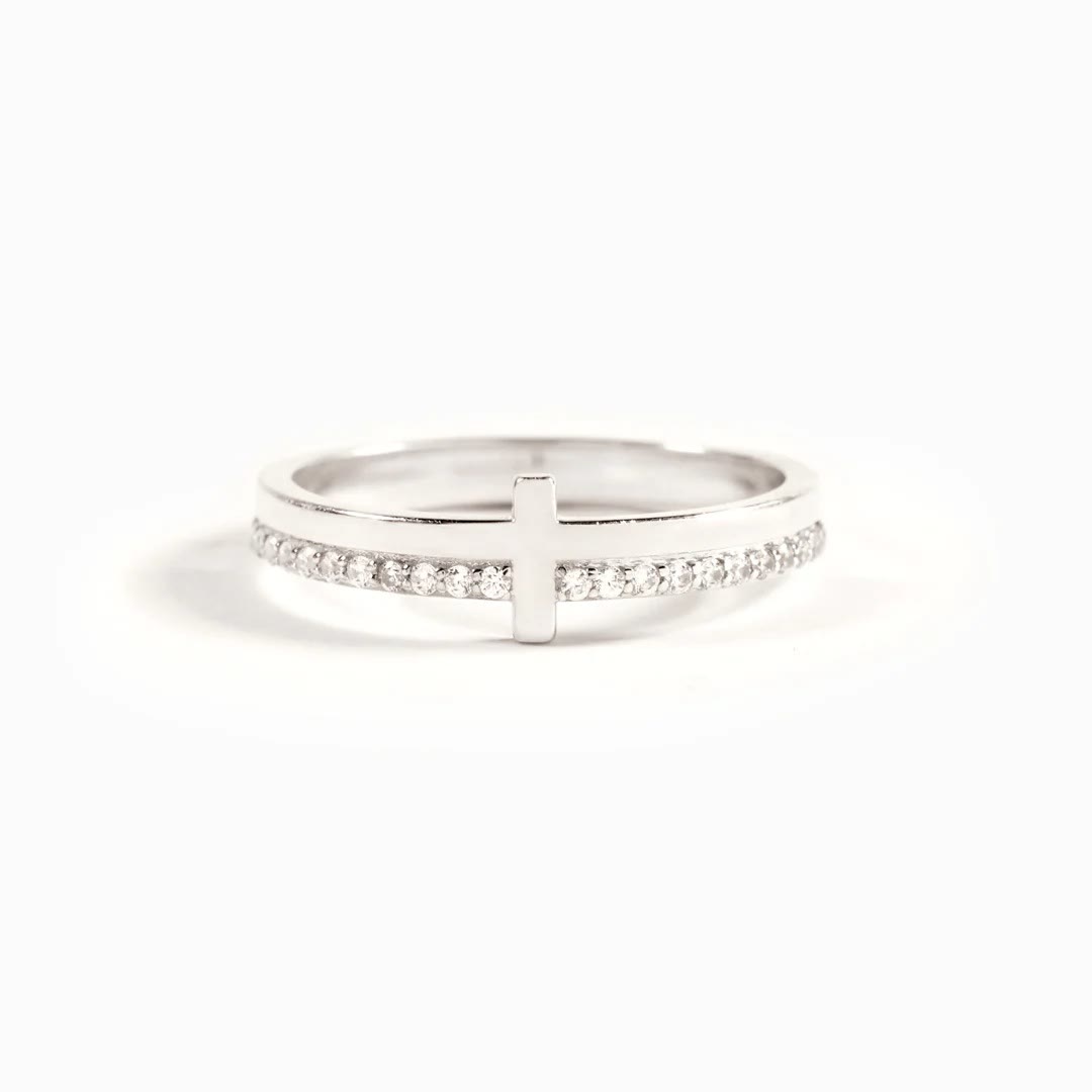 Christianartworkshop 925 Silver JESUS & Cross "Pray" Ring - Drawing Divine Power through Faith
