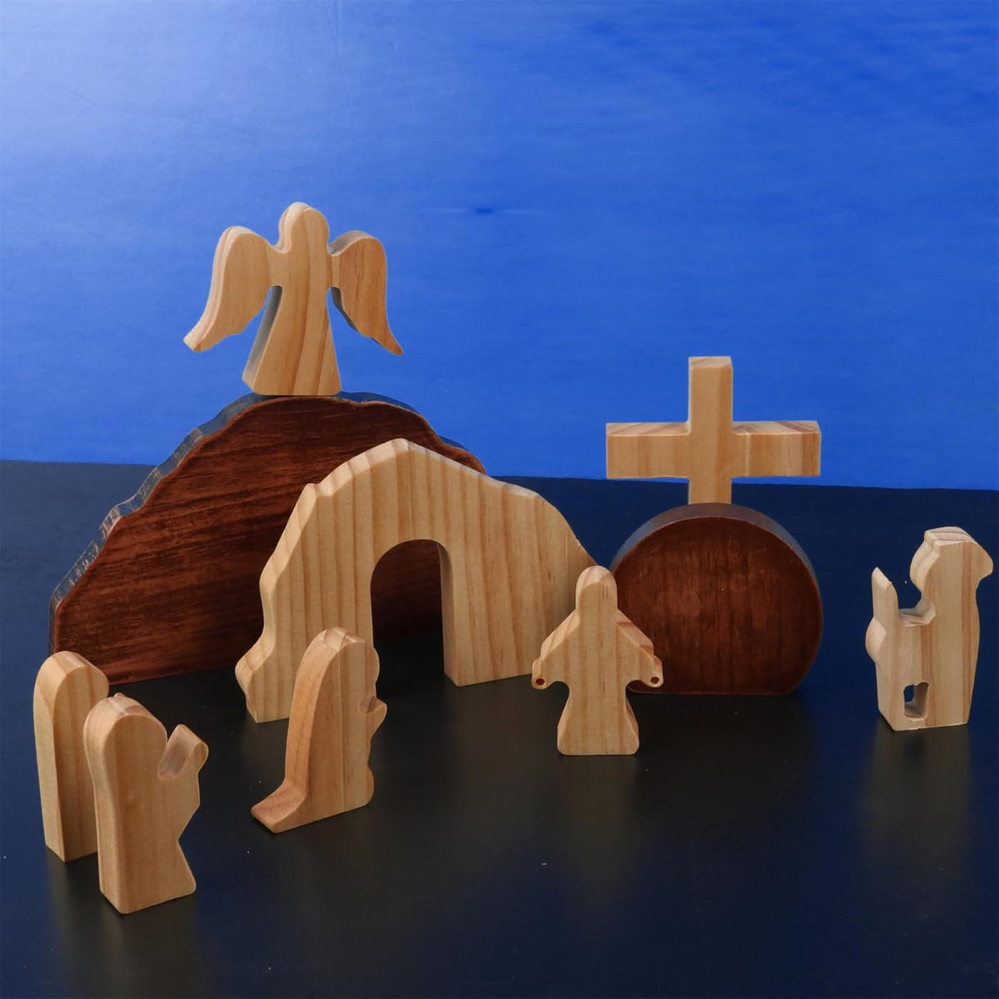 Christianartworkshop Easter 10pcs/set He is Risen with Angels Wooden Desktop Ornament