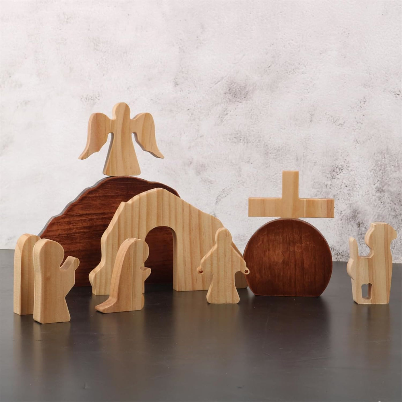 Christianartworkshop Easter 10pcs/set He is Risen with Angels Wooden Desktop Ornament