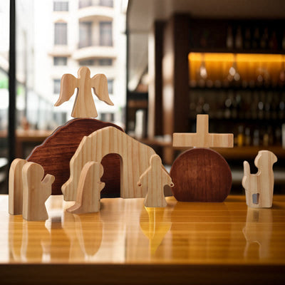 Christianartworkshop Easter 10pcs/set He is Risen with Angels Wooden Desktop Ornament