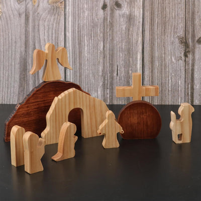 Christianartworkshop Easter 10pcs/set He is Risen with Angels Wooden Desktop Ornament
