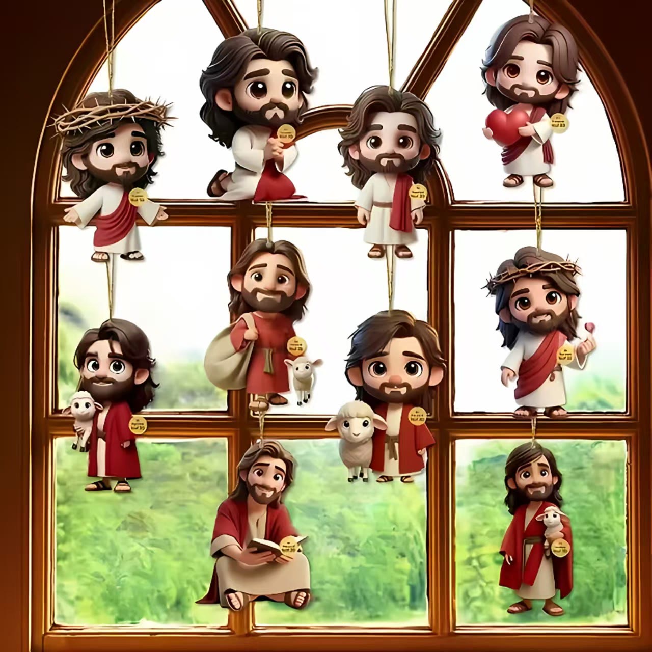 Christianartworkshop Cartoon Jesus Wooden Ornaments