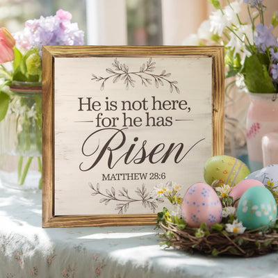 Christianartworkshop "Risen" Wooden Easter Dekstop Decor Ornament: A Faith - inspired Ornament for Spring