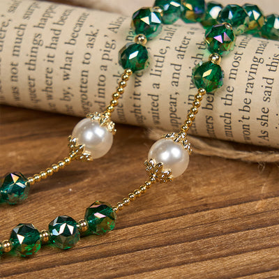 Christianartworkshop Handmade Emerald Green Crystal & Pearl Our Father Beads Divine Grace Rosary