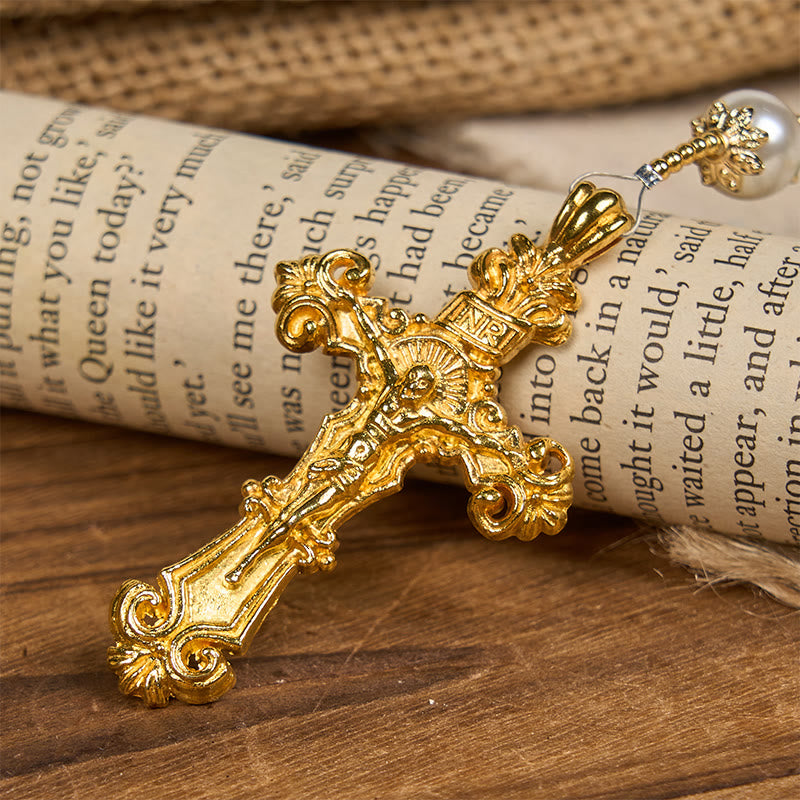 Christianartworkshop Handmade Emerald Green Crystal & Pearl Our Father Beads Divine Grace Rosary