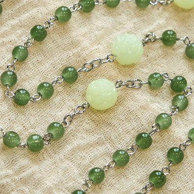 Christianartworkshop Jade & Luminous Rose Our Father Beads Glowing Faith Rosary: A Divine Companion