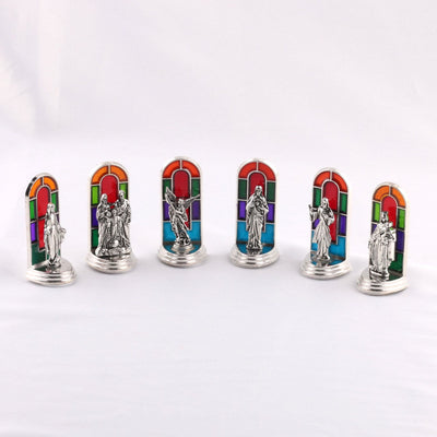 Christianartworkshop 6pcs/set Church Stained Glass Style Saint Icon Divine Grace Statue Dekstop Ornament