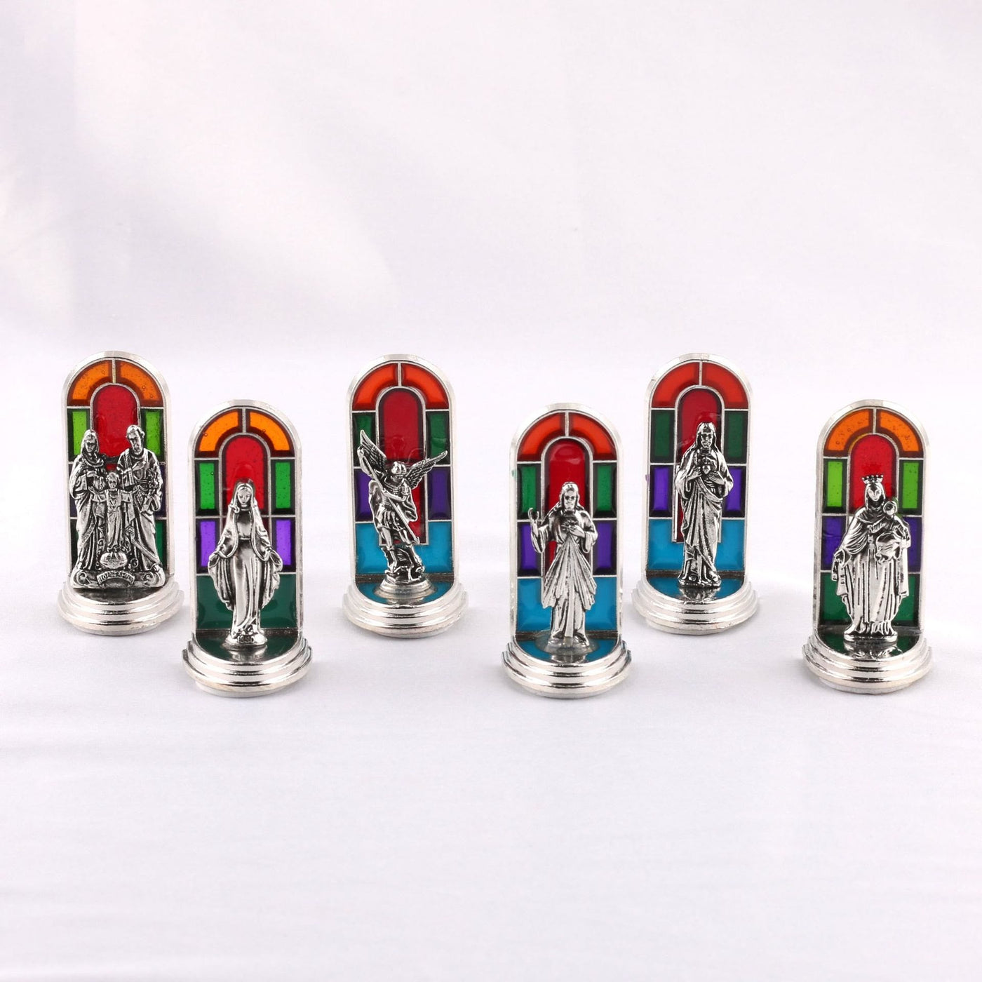 Christianartworkshop 6pcs/set Church Stained Glass Style Saint Icon Divine Grace Statue Dekstop Ornament