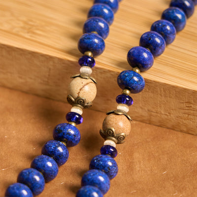 Christianartworkshop Handmade St. Therese of Lisieux Medal & Crucifix 8*10mm Oblate Lapis Lazuli & Map Stone Rosary