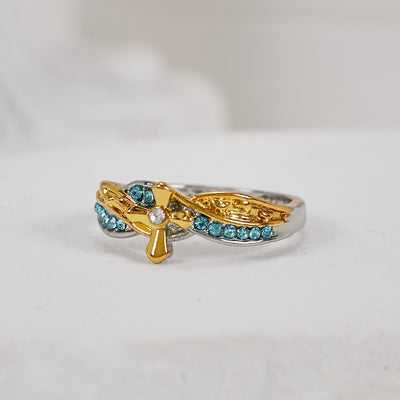 Christianartworkshop Two-color Heart with Christian Poem Footprints in the Sand Alloy Ring