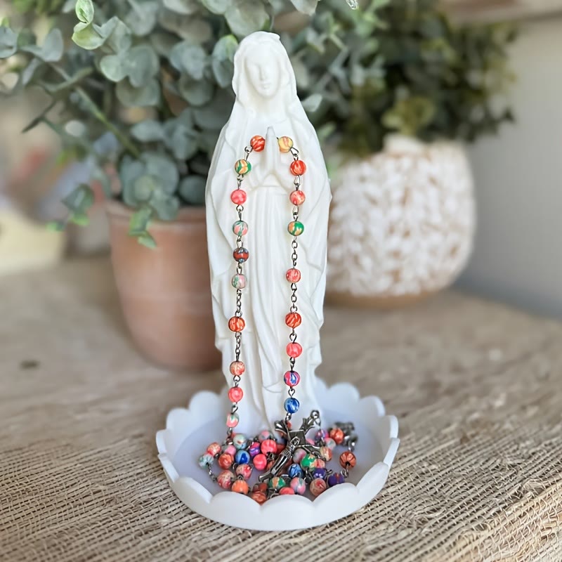 Christianartworkshop Our Lady Resin Rosary Holder Container: Supporting Holy Objects and Placing the Soul