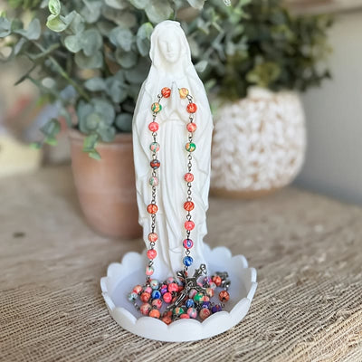 Christianartworkshop Our Lady Resin Rosary Holder Container: Supporting Holy Objects and Placing the Soul