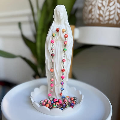 Christianartworkshop Our Lady Resin Rosary Holder Container: Supporting Holy Objects and Placing the Soul
