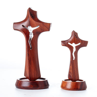 Christianartworkshop Wooden Sacred Cross Desktop Ornament: Casting a Totem of Faith