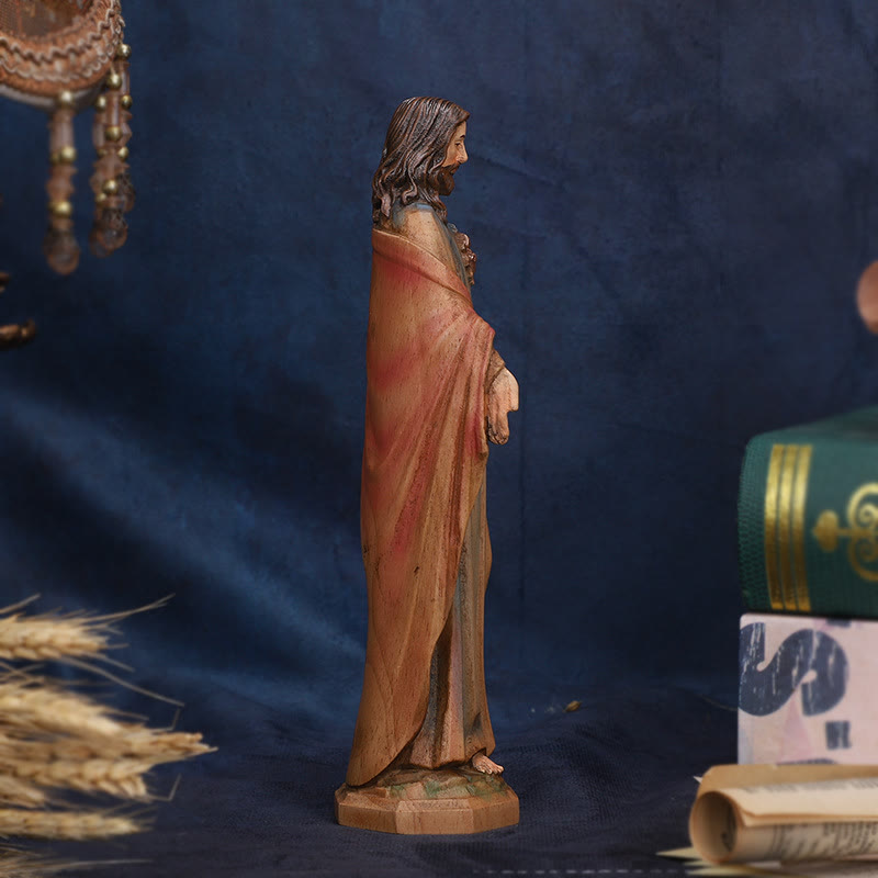 Christianartworkshop Jesus Wooden Desktop Ornament: Carrying Faith and Delivering Divine Salvation