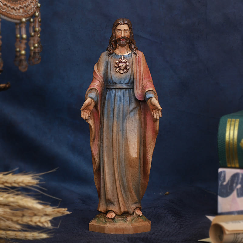 Christianartworkshop Jesus Wooden Desktop Ornament: Carrying Faith and Delivering Divine Salvation