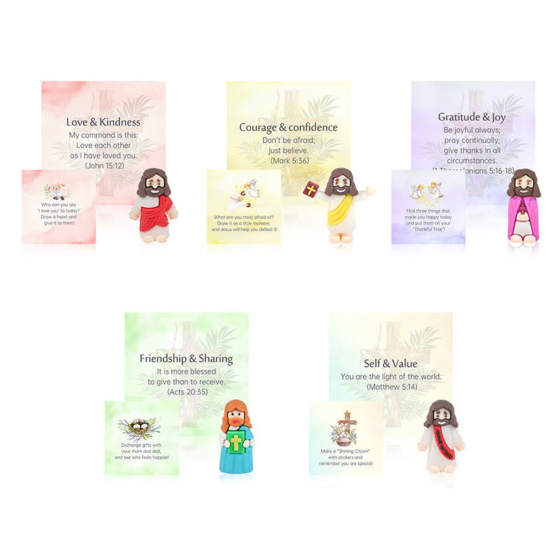 Christianartworkshop 5/10/20/30pcs Bible Verse Cards with Mini Jesus Figurines & Interactive Questions: Inspire and Educate