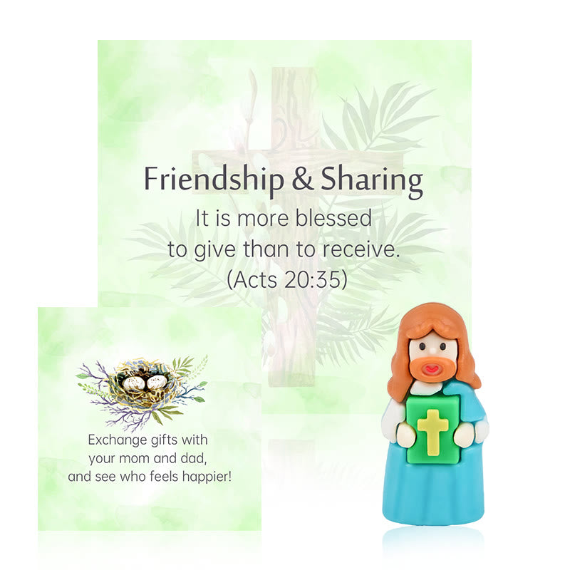 Christianartworkshop 5/10/20/30pcs Bible Verse Cards with Mini Jesus Figurines & Interactive Questions: Inspire and Educate