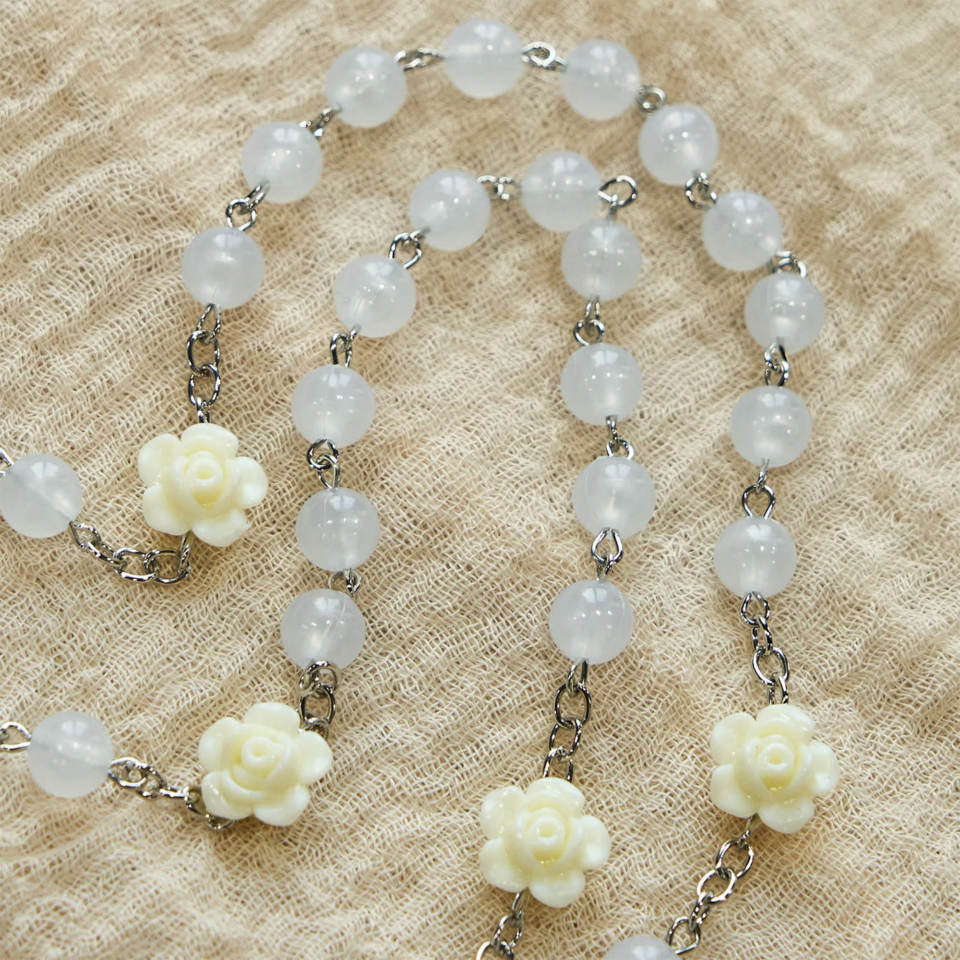 Christianartworkshop Luminous Beads with Flower Rose Glow-in-dark Divine Grace Rosary