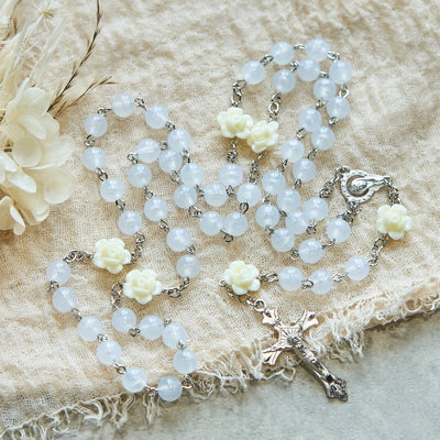 Christianartworkshop Luminous Beads with Flower Rose Glow-in-dark Divine Grace Rosary