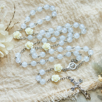 Christianartworkshop Luminous Beads with Flower Rose Glow-in-dark Divine Grace Rosary