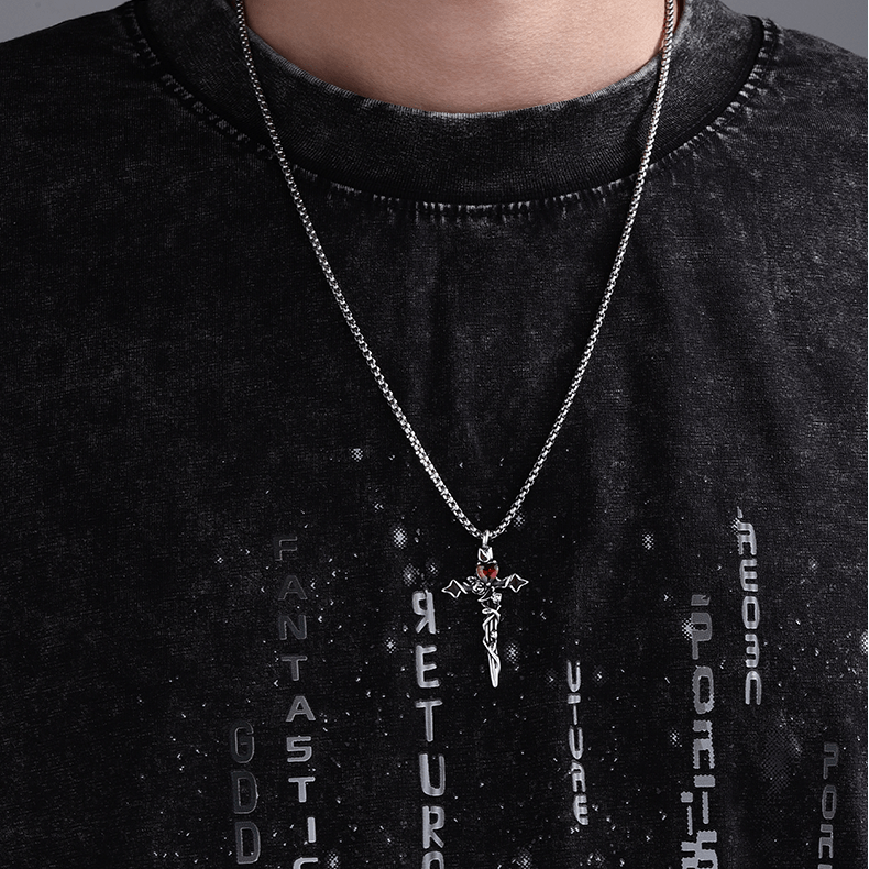 Christianartworkshop 999 Sterling Silver 2colors Thorn Rose Crucifix Necklace: A Fusion of Gothic Elegance and Dark Romance