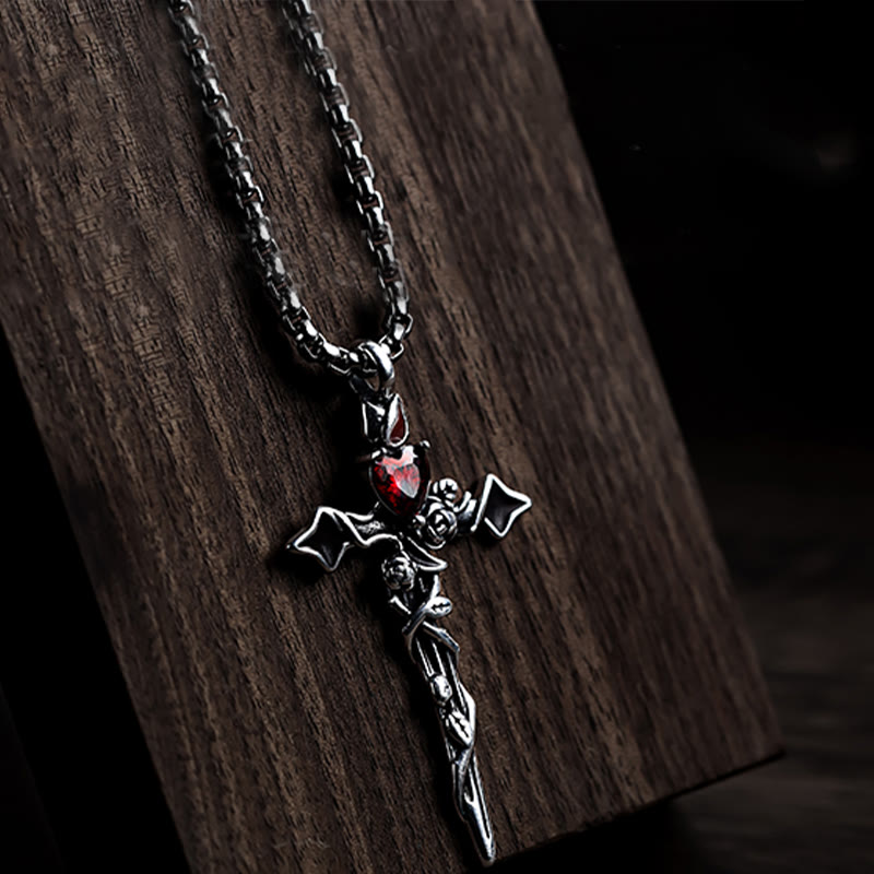 Christianartworkshop 999 Sterling Silver 2colors Thorn Rose Crucifix Necklace: A Fusion of Gothic Elegance and Dark Romance