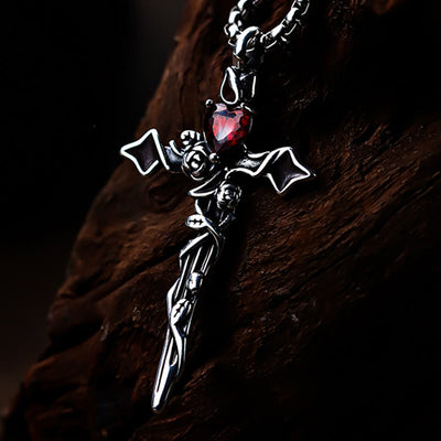 Christianartworkshop 999 Sterling Silver 2colors Thorn Rose Crucifix Necklace: A Fusion of Gothic Elegance and Dark Romance