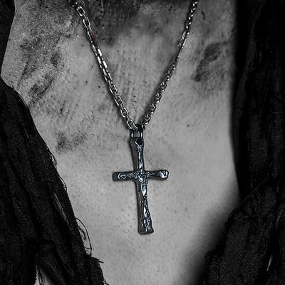 Christianartworkshop 925 Sterling Silver Dark Style Cross Necklace: A Symbol of Faith