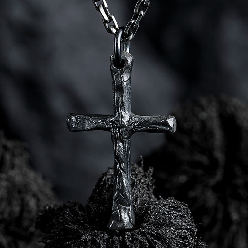 Christianartworkshop 925 Sterling Silver Dark Style Cross Necklace: A Symbol of Faith