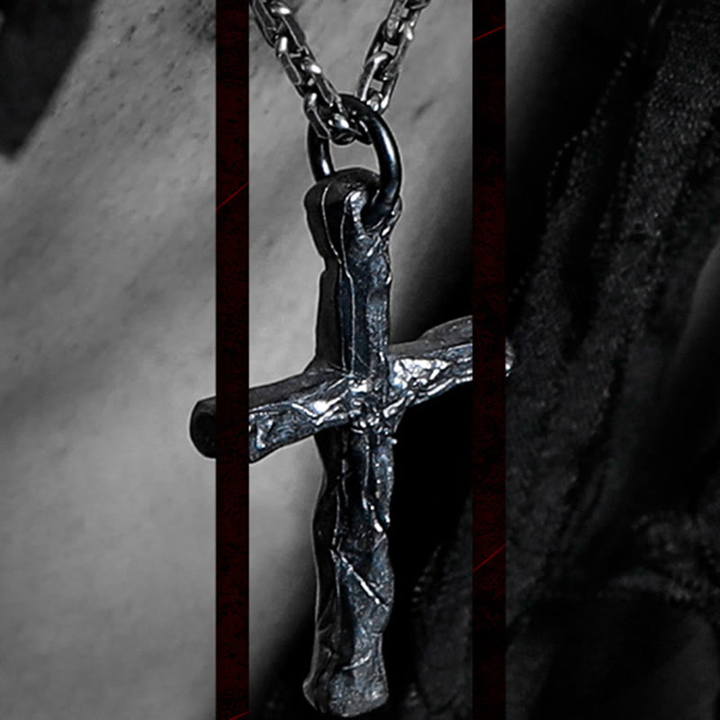 Christianartworkshop 925 Sterling Silver Dark Style Cross Necklace: A Symbol of Faith
