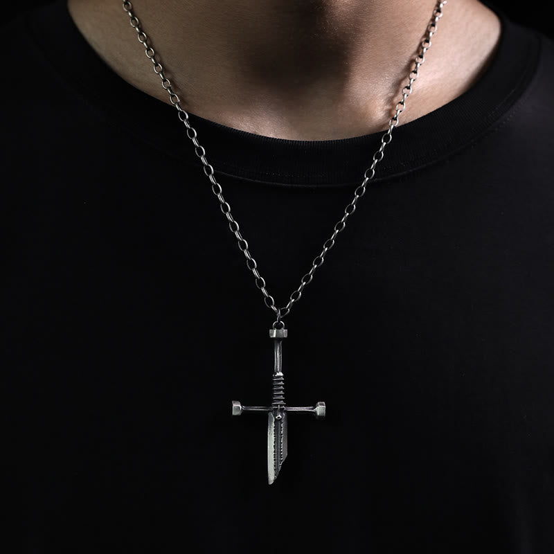 Christianartworkshop 999 Sterling Silver Broken Sword Cross Necklace: A Bold Statement of Resilience and Style