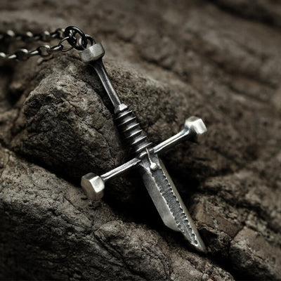 Christianartworkshop 999 Sterling Silver Broken Sword Cross Necklace: A Bold Statement of Resilience and Style
