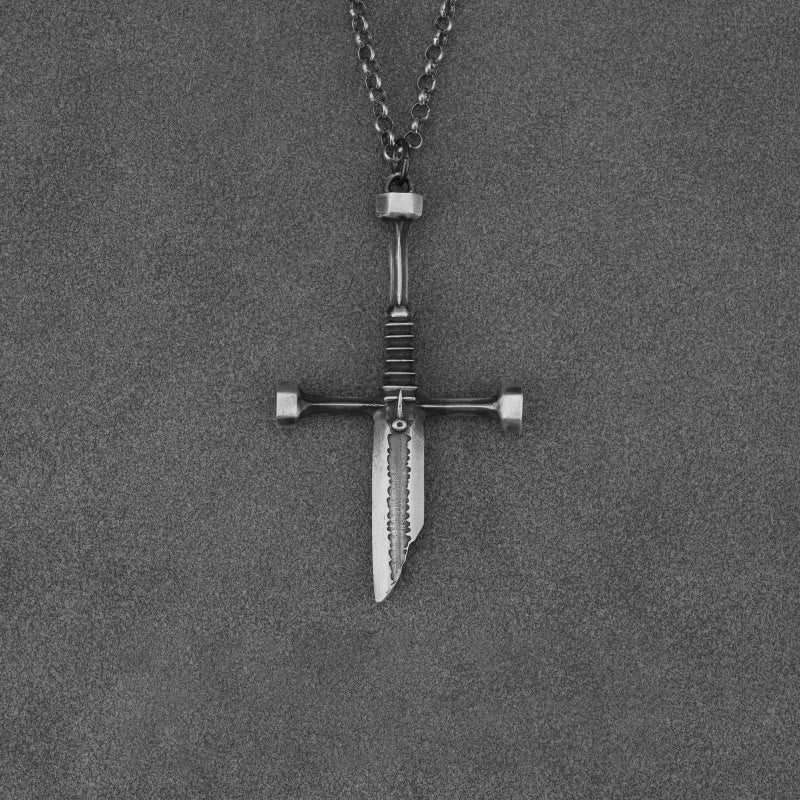 Christianartworkshop 999 Sterling Silver Broken Sword Cross Necklace: A Bold Statement of Resilience and Style