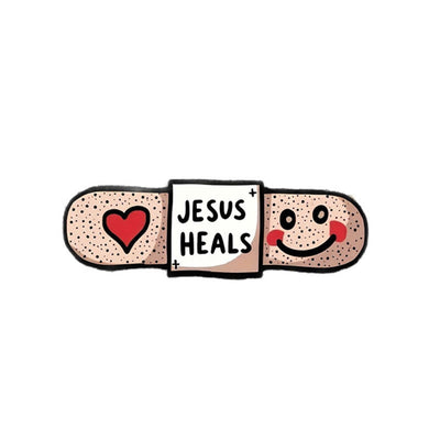 Christianartworkshop "Jesus Heals" Acrylic Heart Band-Aid Brooch: A Symbol of Faith and Comfort