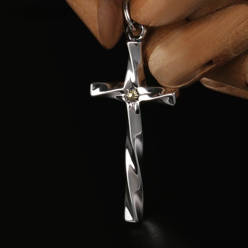 Christianartworkshop 925 Sterling Silver Modern & Minimalist Cross Necklace: Elegant Blend of Faith and Fashion