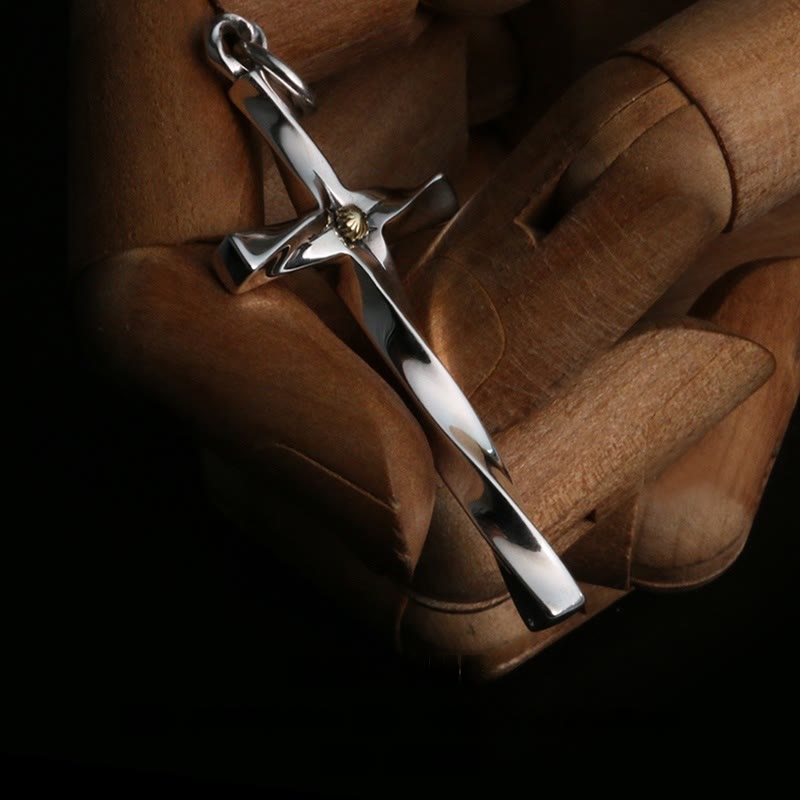 Christianartworkshop 925 Sterling Silver Modern & Minimalist Cross Necklace: Elegant Blend of Faith and Fashion