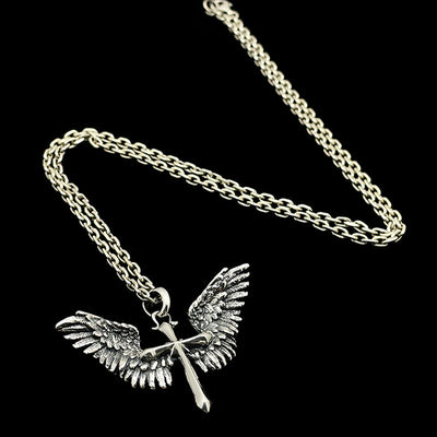 Christianartworkshop 925 Sterling Silver Vintage & Classic Cross Wings Necklace: A Blend of Retro Charm and Divine Grace