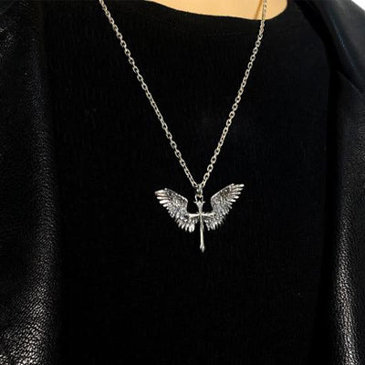 Christianartworkshop 925 Sterling Silver Vintage & Classic Cross Wings Necklace: A Blend of Retro Charm and Divine Grace
