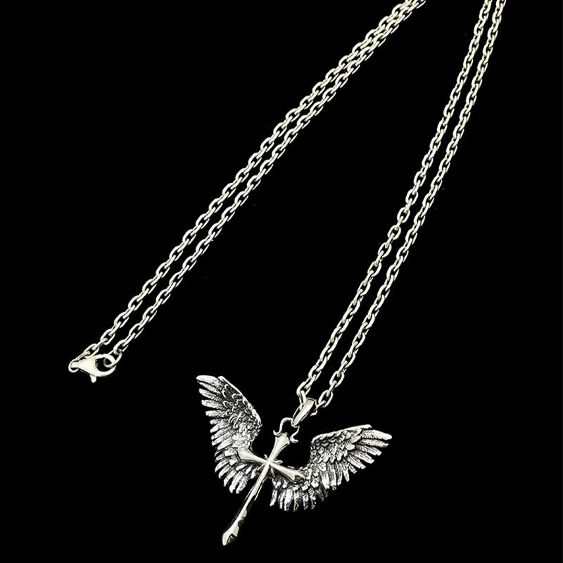 Christianartworkshop 925 Sterling Silver Vintage & Classic Cross Wings Necklace: A Blend of Retro Charm and Divine Grace