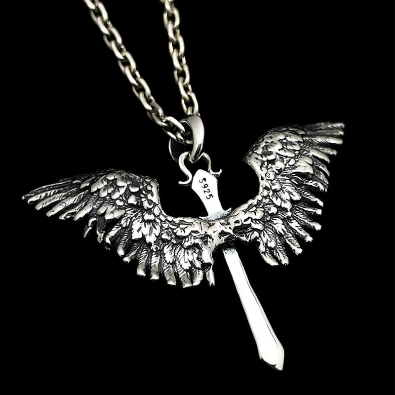 Christianartworkshop 925 Sterling Silver Vintage & Classic Cross Wings Necklace: A Blend of Retro Charm and Divine Grace