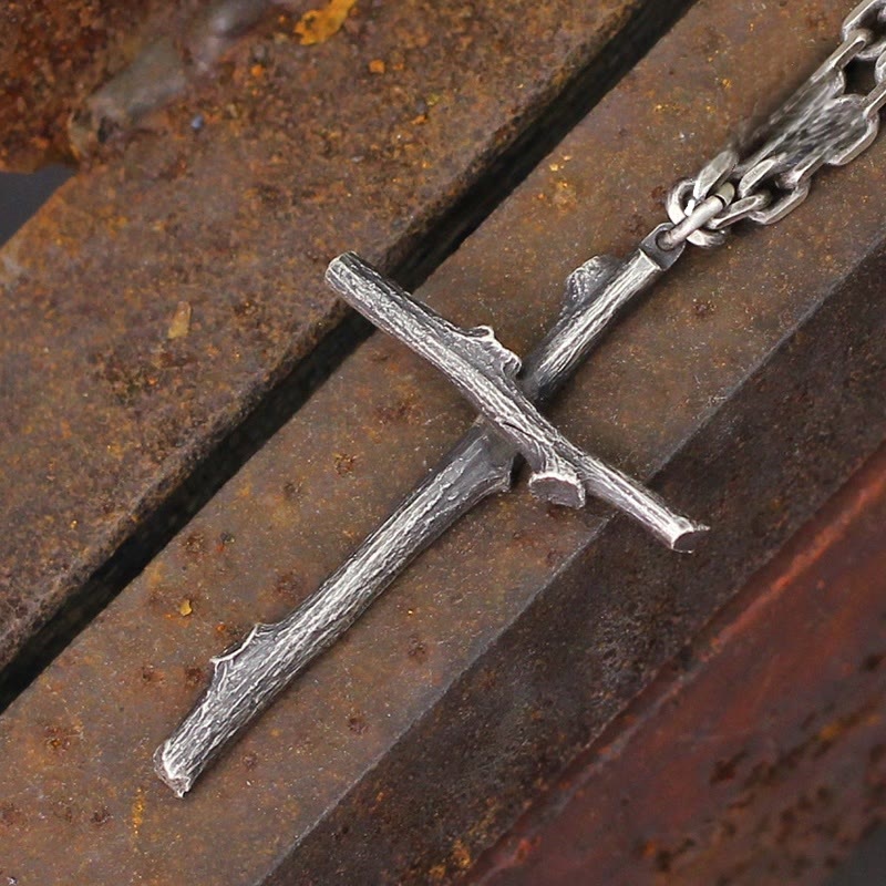 Christianartworkshop 925 Sterling Silver Modern & Minimalist  Cross Necklace: A Tribute to Raw Faith