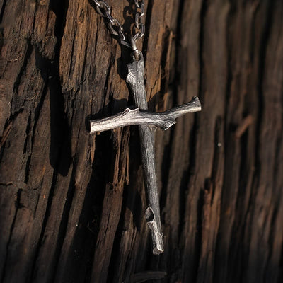 Christianartworkshop 925 Sterling Silver Modern & Minimalist  Cross Necklace: A Tribute to Raw Faith