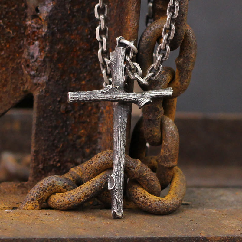 Christianartworkshop 925 Sterling Silver Modern & Minimalist  Cross Necklace: A Tribute to Raw Faith